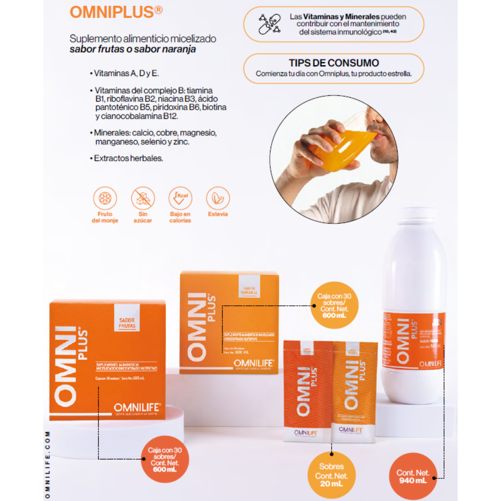OmniPlus® Sabor Frutas – Defensas fuertes, cuerpo activo, mente clara